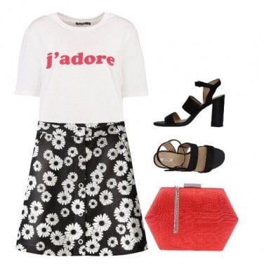 Outfit Black White & Red