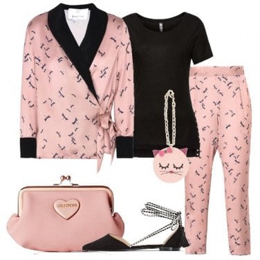 Outfit In rosa e nero