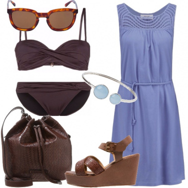 Outfit Cioccolato e celeste