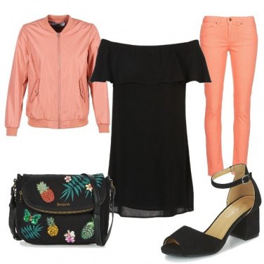 Outfit #Spartoo#Peach&Black