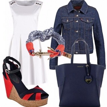 Outfit Bianca rossa e blue