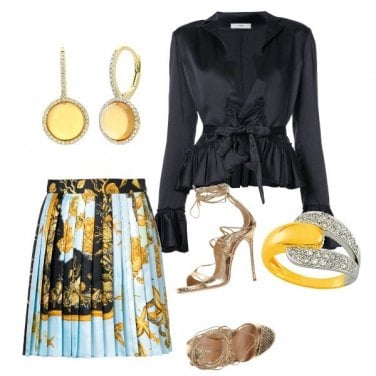 Outfit Black gold and light blue