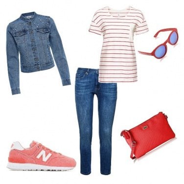Outfit Red & Denim