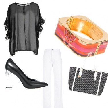 Outfit Black e White ma con un tocco di colore