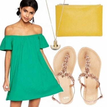 Outfit Verde giallo e pietre