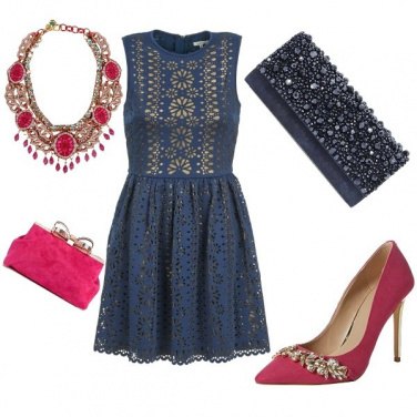 Outfit Cerimonia rosa e blu