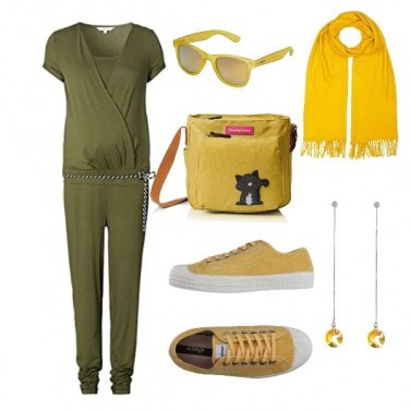 Outfit Futura mamma in giallo verde