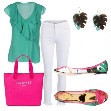 Outfit Verde e fucsia