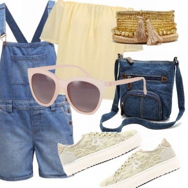 Outfit Mini salopette e pizzo