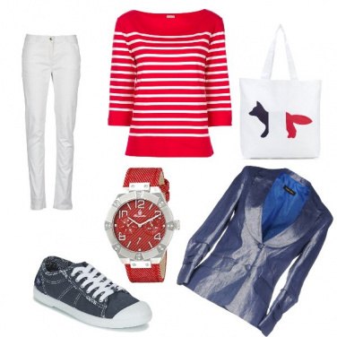 Outfit Primavera in rosso e blu