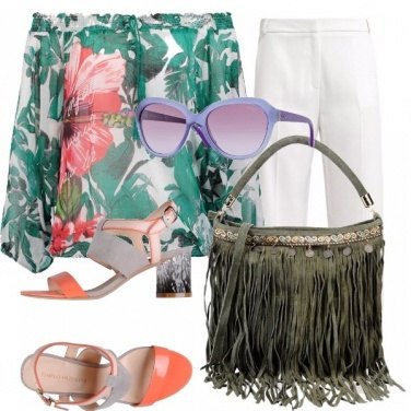 Outfit Verdi e coralli