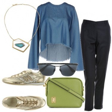 Outfit Pantalone nero e camicia in jeans