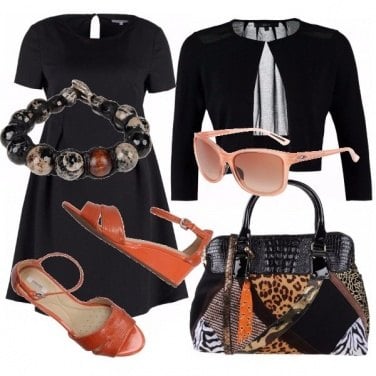 Outfit Nero e arancione