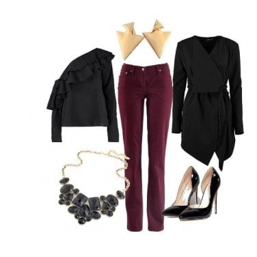 Outfit Bordeaux e nero