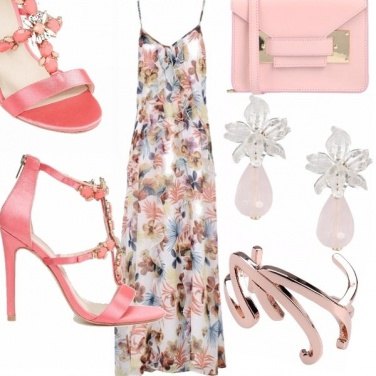 Outfit Abito lungo e sandalo gioiello