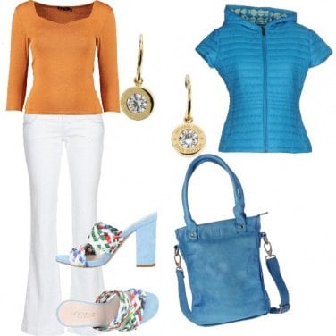 Outfit Turchese e arancio