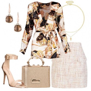 Outfit Gonna corta e giacca a kimono