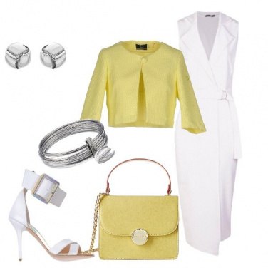 Outfit Chic in bianco e giallo chiaro