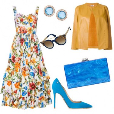 Outfit Matrimonio in ocra e turchese