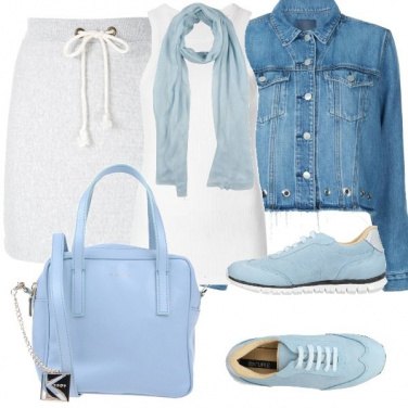 Outfit Sportiva in azzurro e grigio