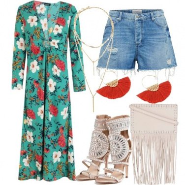 Outfit Kimono lungo e Shorts