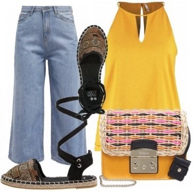 Outfit Jeans bootcut e top giallo!