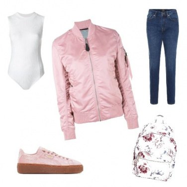 Outfit Il bomber rosa