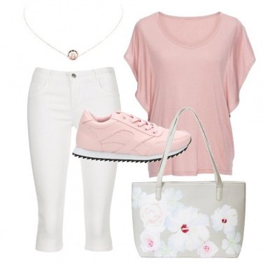 Outfit Sneakers e shopper a fiori