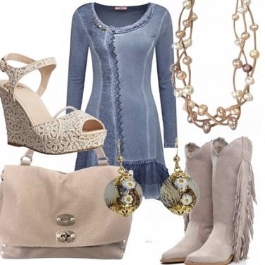 Outfit La tunica in finto denim