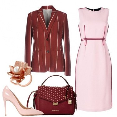 Outfit Chic in rosa e rosso scuro