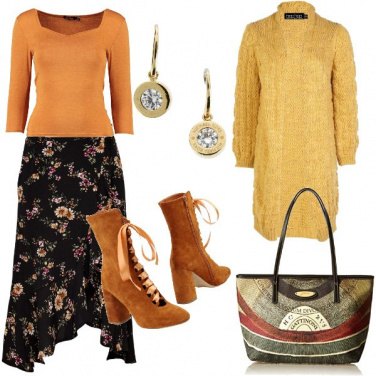 Outfit Gonna lunga e stivaletto