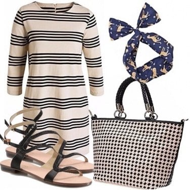 Outfit Black, white and blue