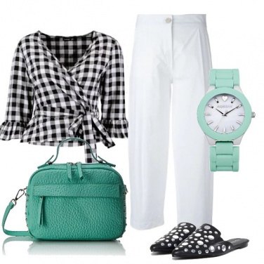 Outfit Bianconero e menta