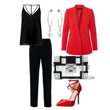 Outfit Red black and white