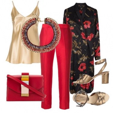 Outfit Gold and red chic party