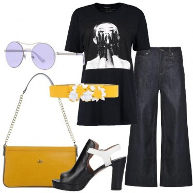 Outfit Stampa su t-shirt e contrasti