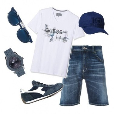Outfit Bianco blu