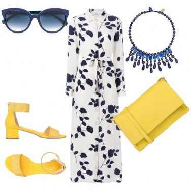 Outfit Bianco giallo blu