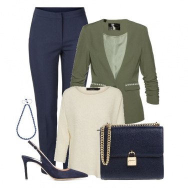 Outfit Azul y Verde olivo