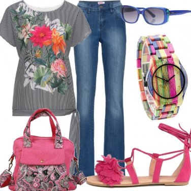 Outfit Fiori sul jeans