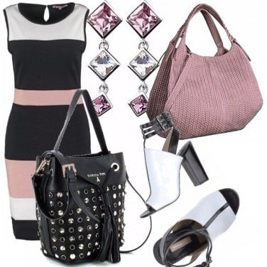 Outfit Rosa, bianco e nero