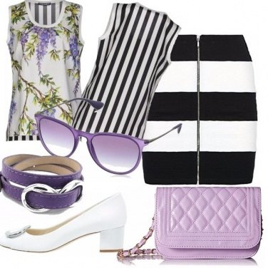 Outfit Glicini e righe