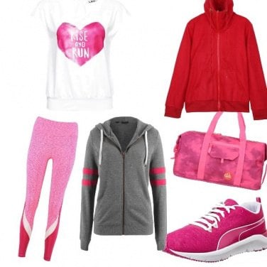 Outfit Totale look Pink sportivo.