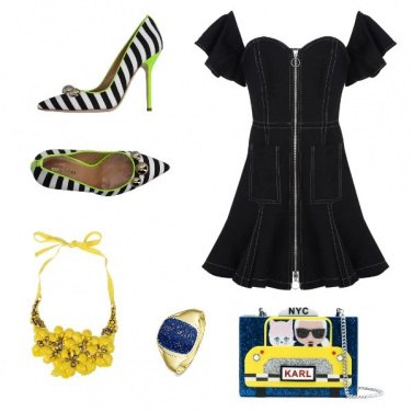 Outfit Giallo nero e blu