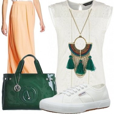 Outfit Albicocca & verde bosco