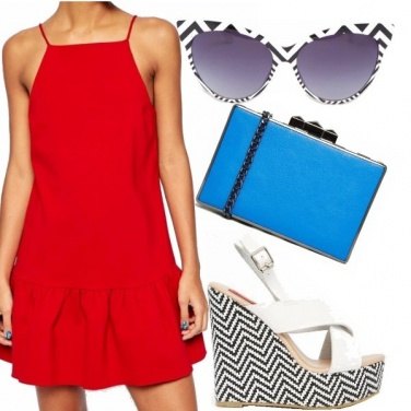 Outfit Rosso e chevron