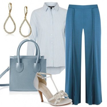 Outfit Camicia maschile e sandalo femminile