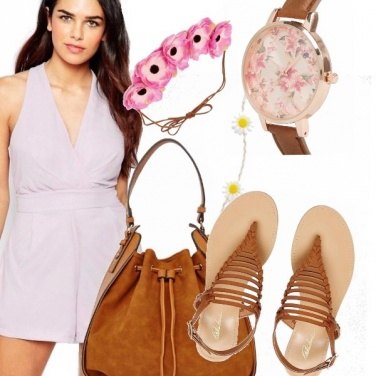 Outfit Lilla e cuoio