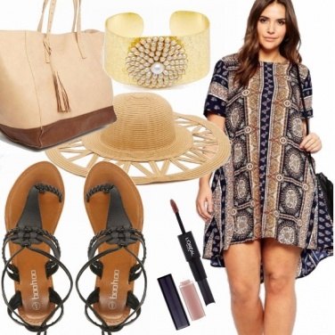 Outfit Sandali flat ed abito fantasia