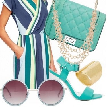 Outfit Tra le righe e il verde acqua